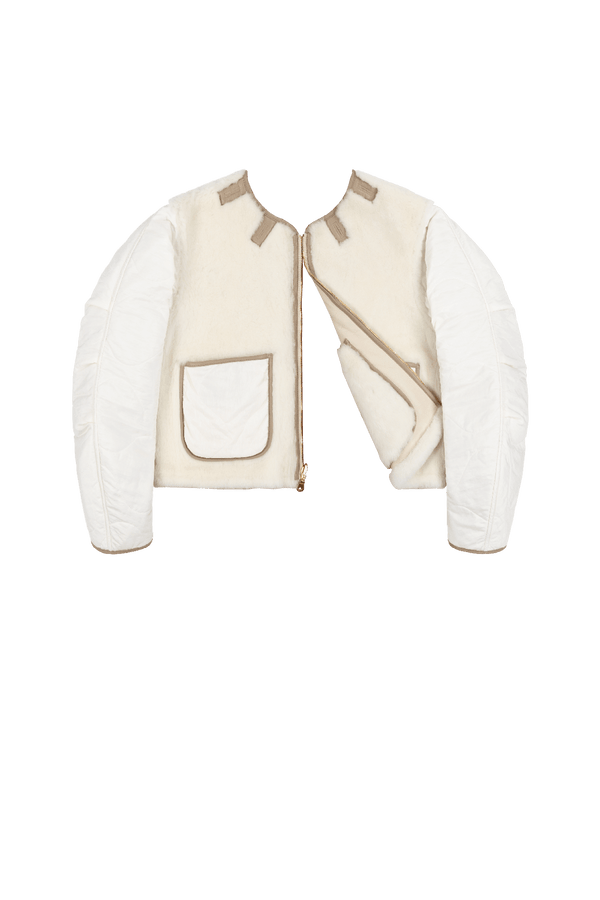 Aviator Shearling Jacket - Ivory / Natural - Layer 6