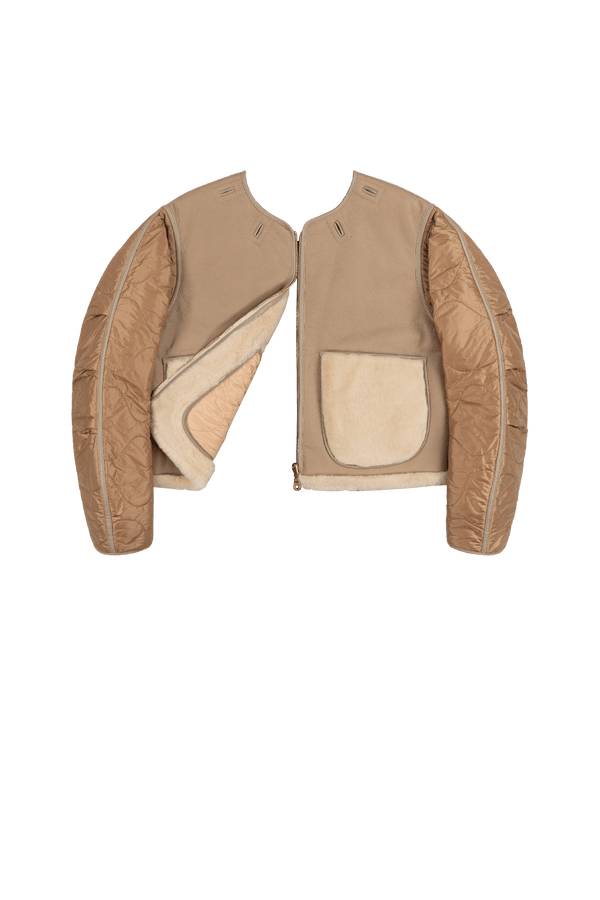 Aviator Shearling Jacket - Taupe / Blush - Layer 6