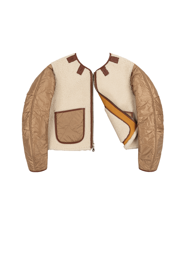 Aviator Shearling Jacket - Tan / Natural - Layer 6