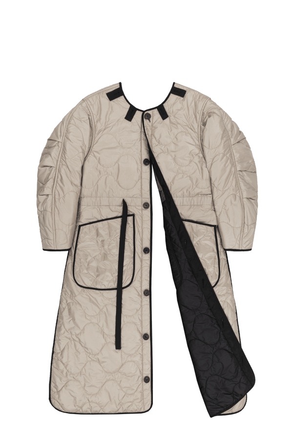 Signature Patchwork Long Quilt - Anthracite & Mineral Green / Dove Grey - Layer 6