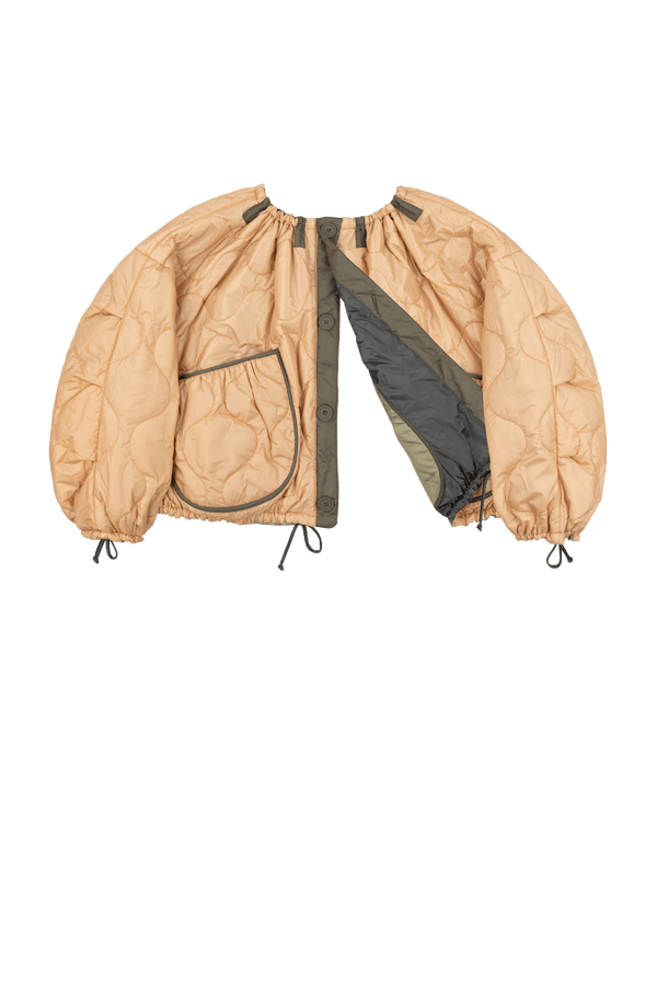 Parachute Patchwork Bomber - Mineral Green & Chartreuse / Soft Peach - Layer 6