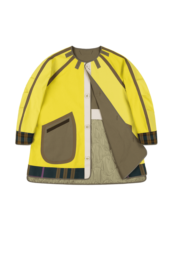 Weatherproof Bonded Short Raincoat - Pale Olive / Chartreuse - Layer 1