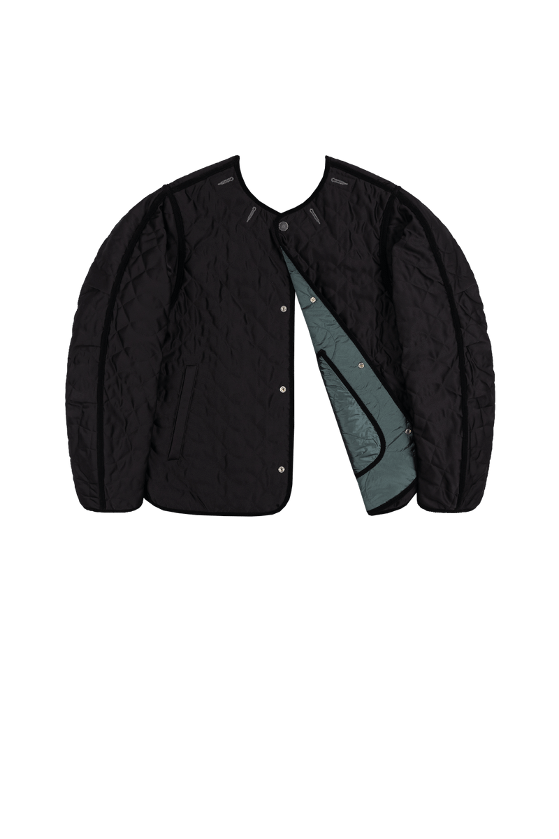 Satin Quilt Jacket - Black / Mineral Green - Layer 6