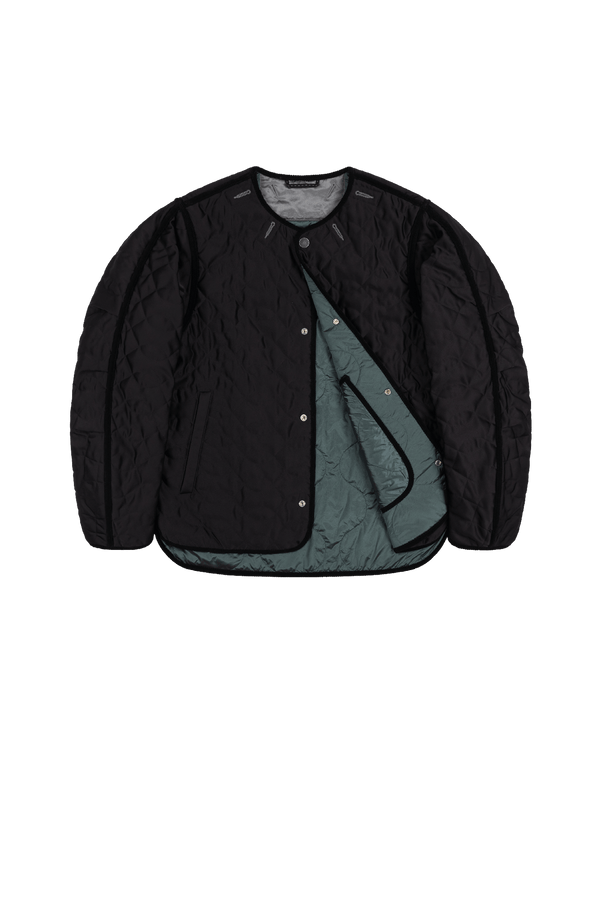 Satin Quilt Jacket - Black / Mineral Green - Layer 1