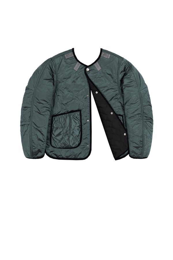 Satin Quilt Jacket - Black / Mineral Green - Layer 6