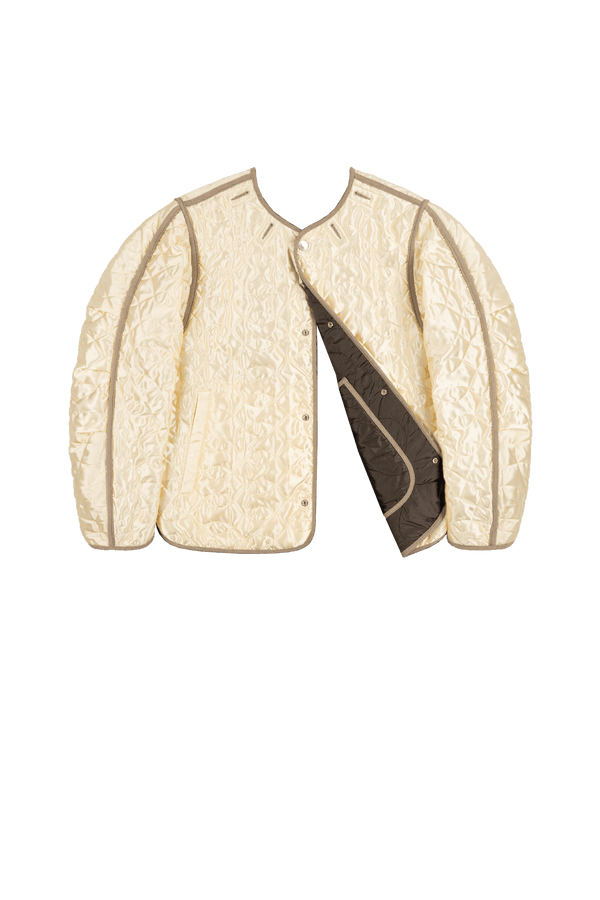 Satin Quilt Jacket - Ivory / Peat - Layer 6