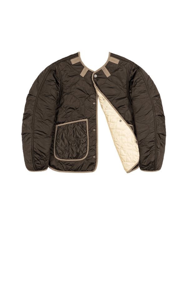 Satin Quilt Jacket - Ivory / Peat - Layer 6