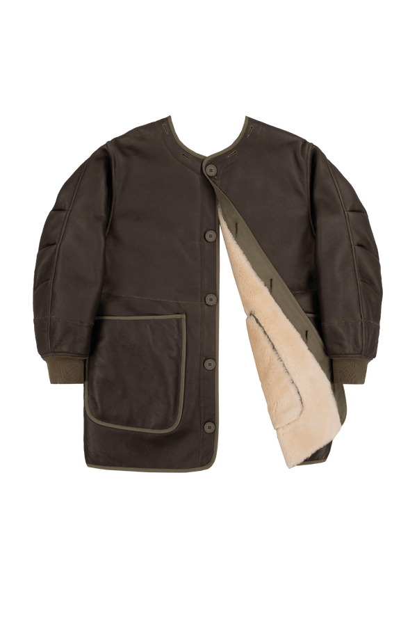 Shearling Coat - Blush / Dark Olive - Layer 6