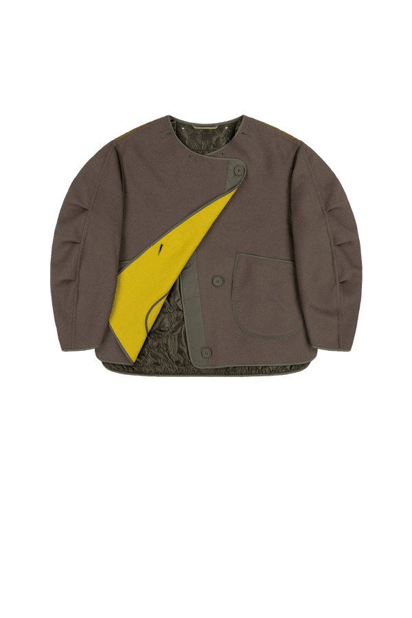 Signature Wool Peacoat - Olive / Chartreuse - Layer 1