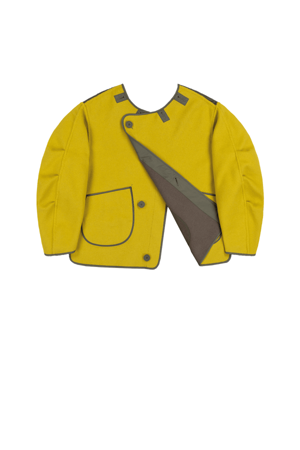 Signature Wool Peacoat - Olive / Chartreuse - Layer 6