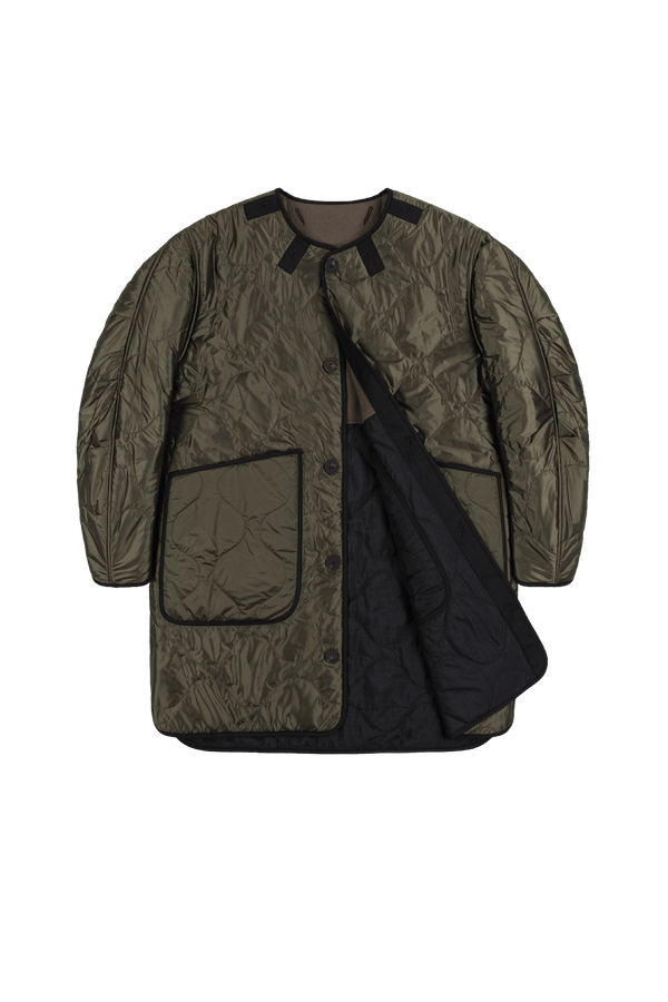 Signature Colourblock Wool Quilt - Olive & Black / Dark Olive - Layer 1