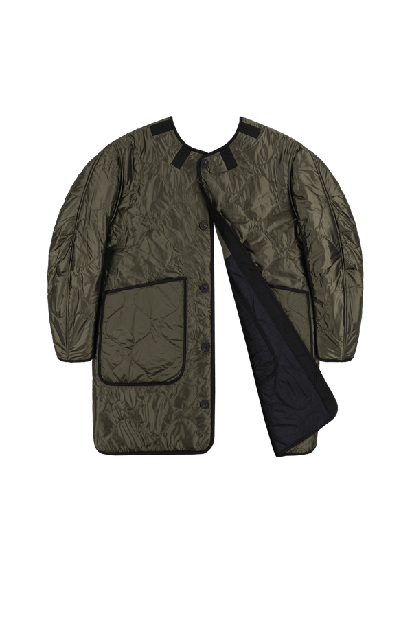 Signature Colourblock Wool Quilt - Olive & Black / Dark Olive - Layer 6