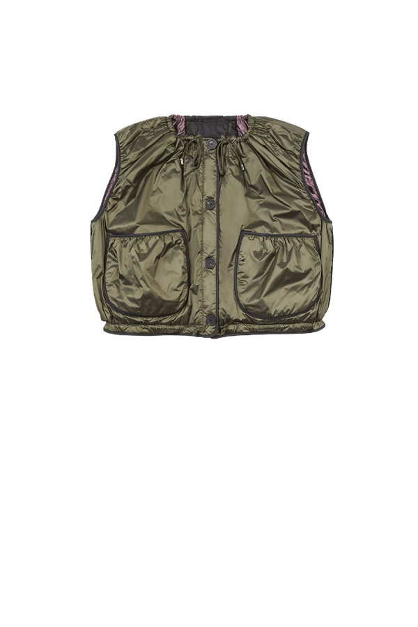 Parachute Quilted Vest - Amethyst / Dark Olive - Layer 2