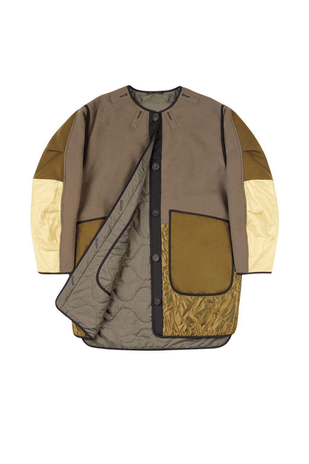 Signature Patchwork Wool Quilt - Olive & Antique Gold / Dark Olive - Layer 1