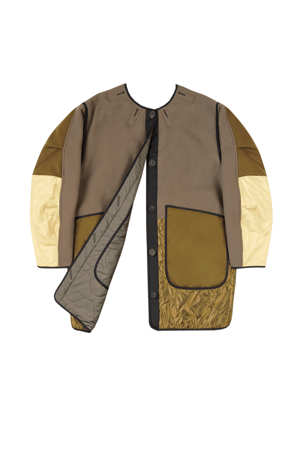 Signature Patchwork Wool Quilt - Olive & Antique Gold / Dark Olive - Layer 6