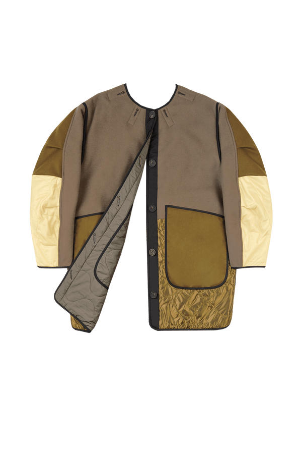 Signature Patchwork Wool Quilt - Olive & Antique Gold / Dark Olive - Layer 6