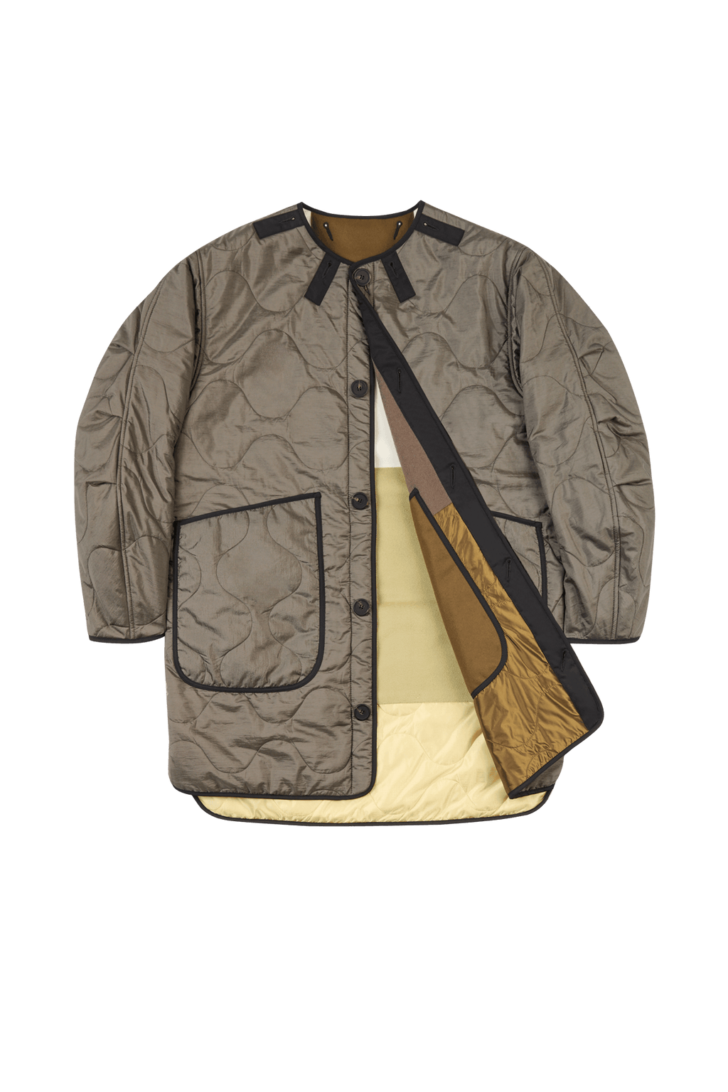 Signature Patchwork Wool Quilt - Olive & Antique Gold / Dark Olive - Layer 1