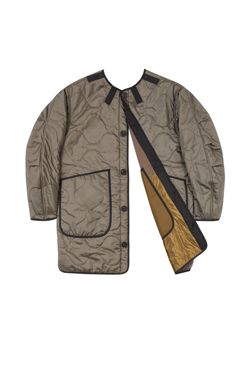 Signature Patchwork Wool Quilt - Olive & Antique Gold / Dark Olive - Layer 6