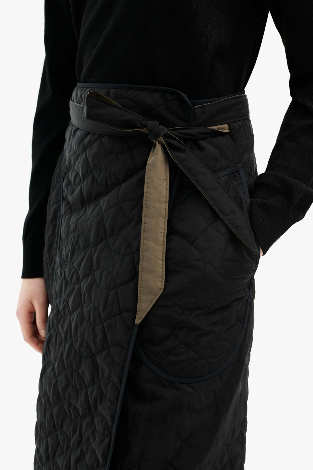 Silk Nylon Wrap Skirt - Black / Peat