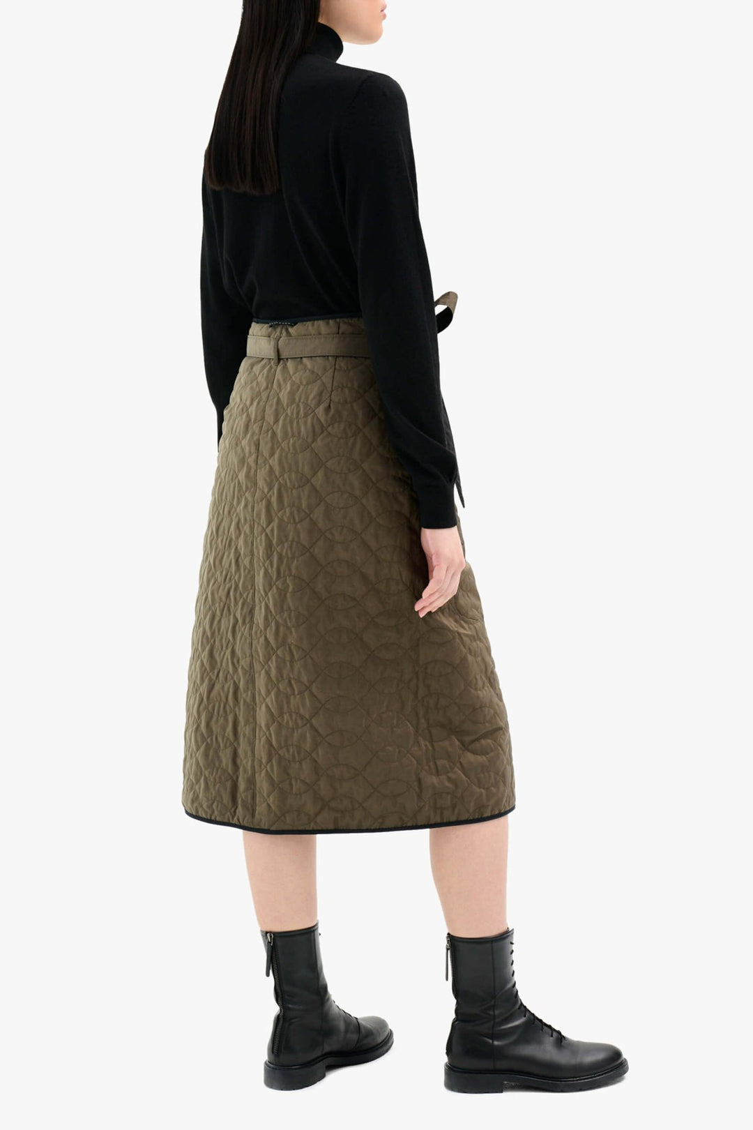 Silk Nylon Wrap Skirt - Black / Peat