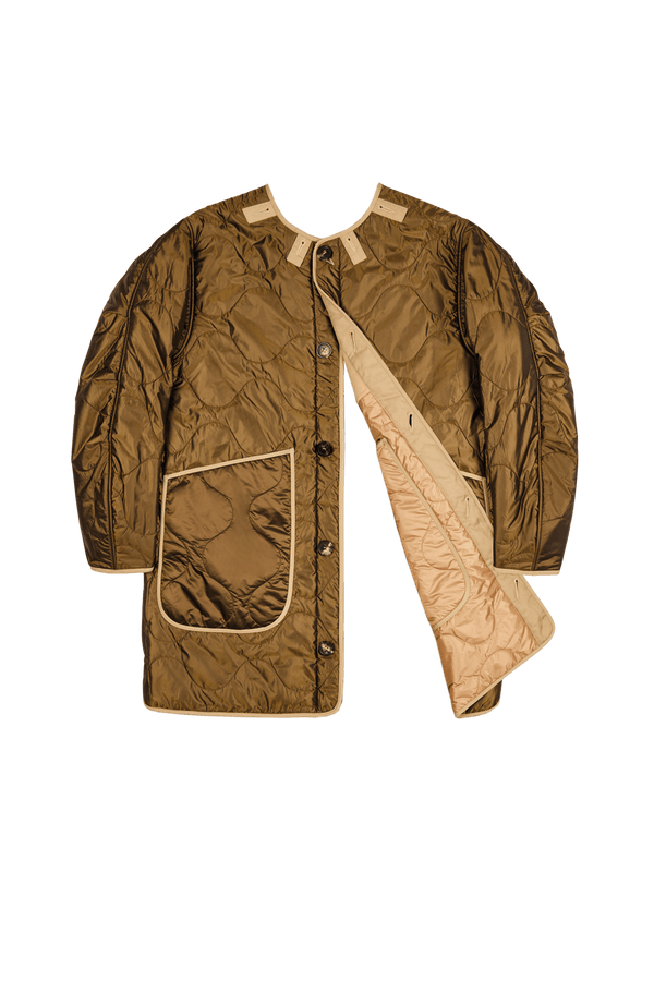 Signature Colourblock Wool Quilt - Camel & Mocha Brown / Bronze - Layer 6