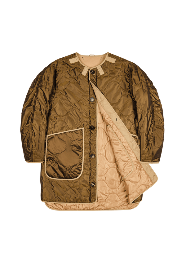 Signature Colourblock Wool Quilt - Camel & Mocha Brown / Bronze - Layer 1
