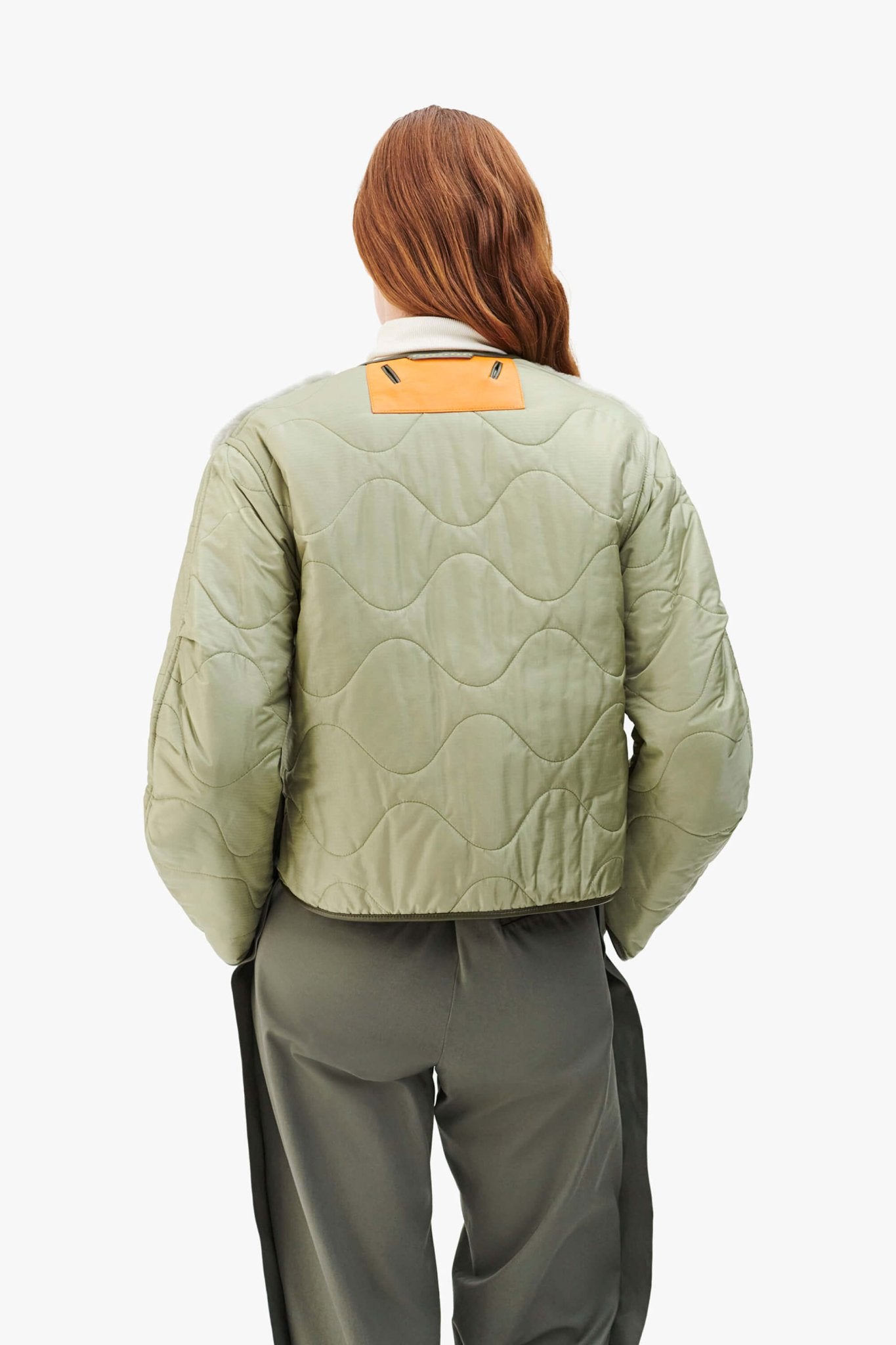 Aviator Shearling Jacket - Dark Olive / Pale Jade