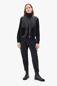 Aviator Shearling Vest - Black / Black