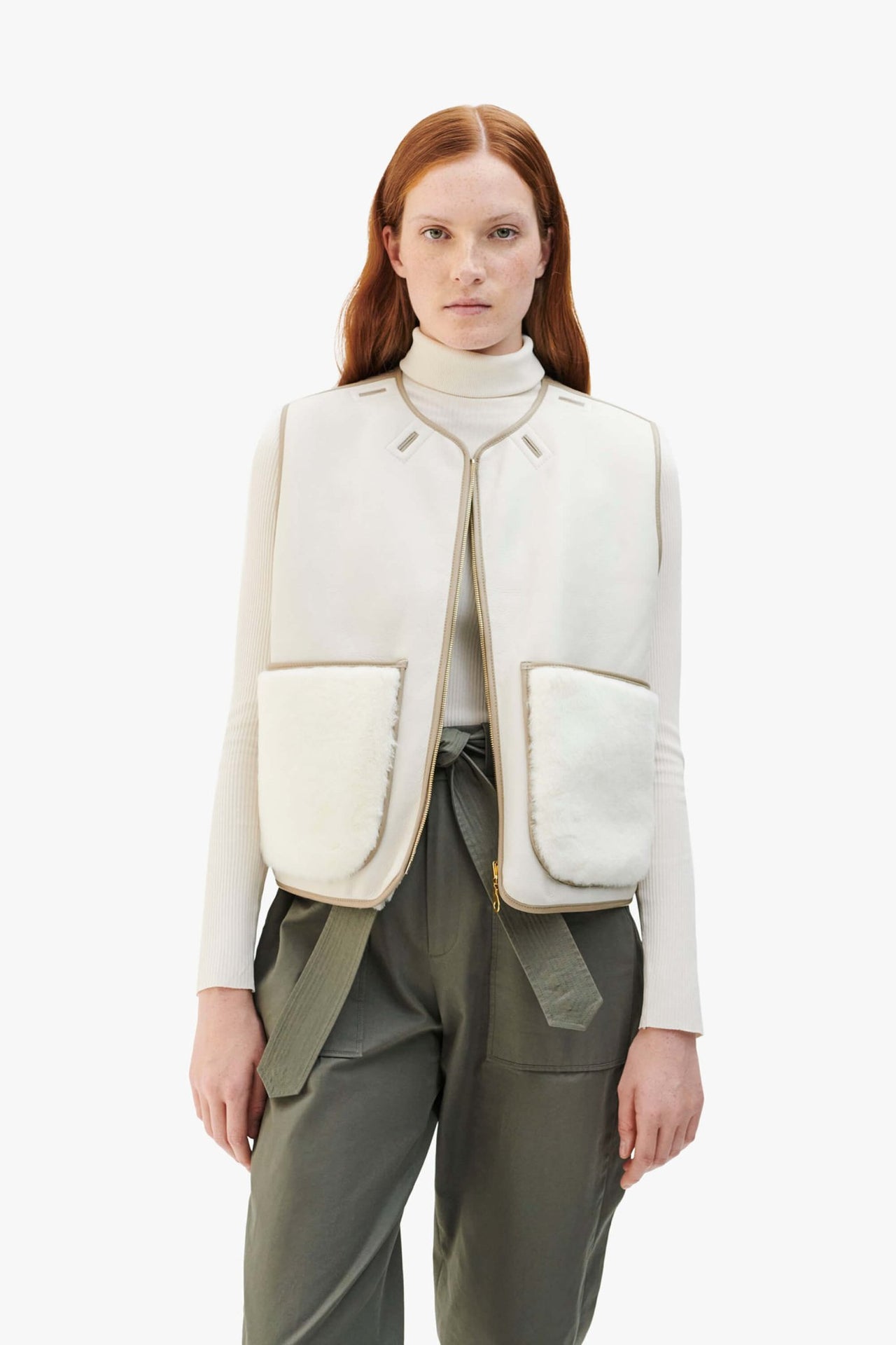 Aviator Shearling Vest - Ivory / Natural