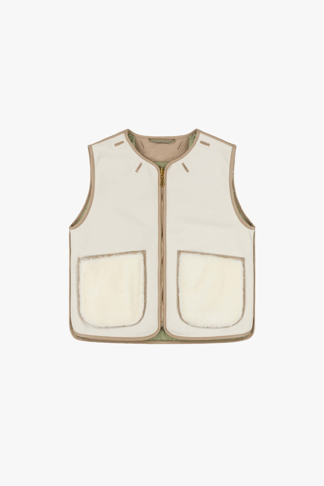 Aviator Shearling Vest - Ivory / Natural