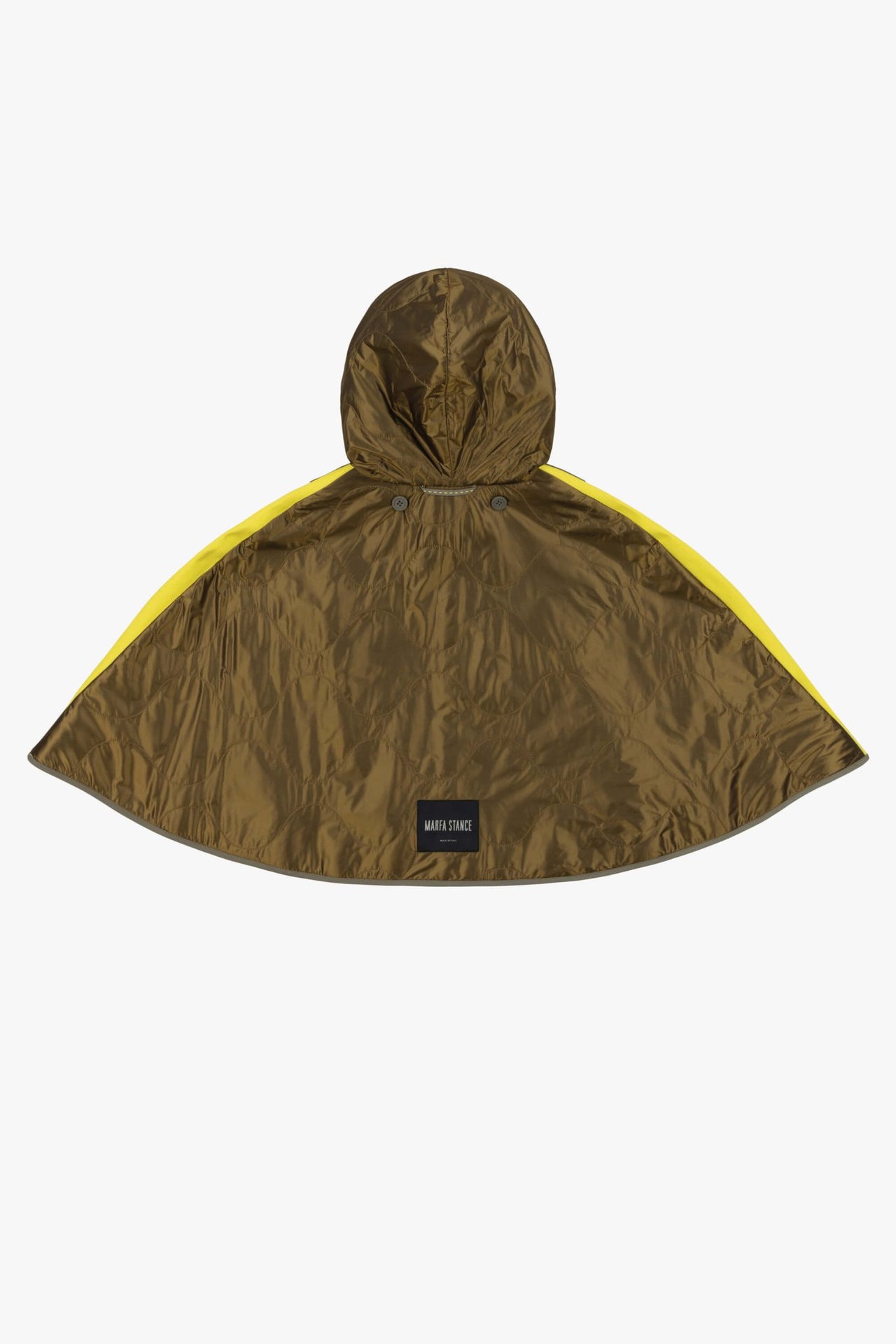 Weatherproof Bonded Hooded Cape - Olive / Chartreuse & Antique Gold