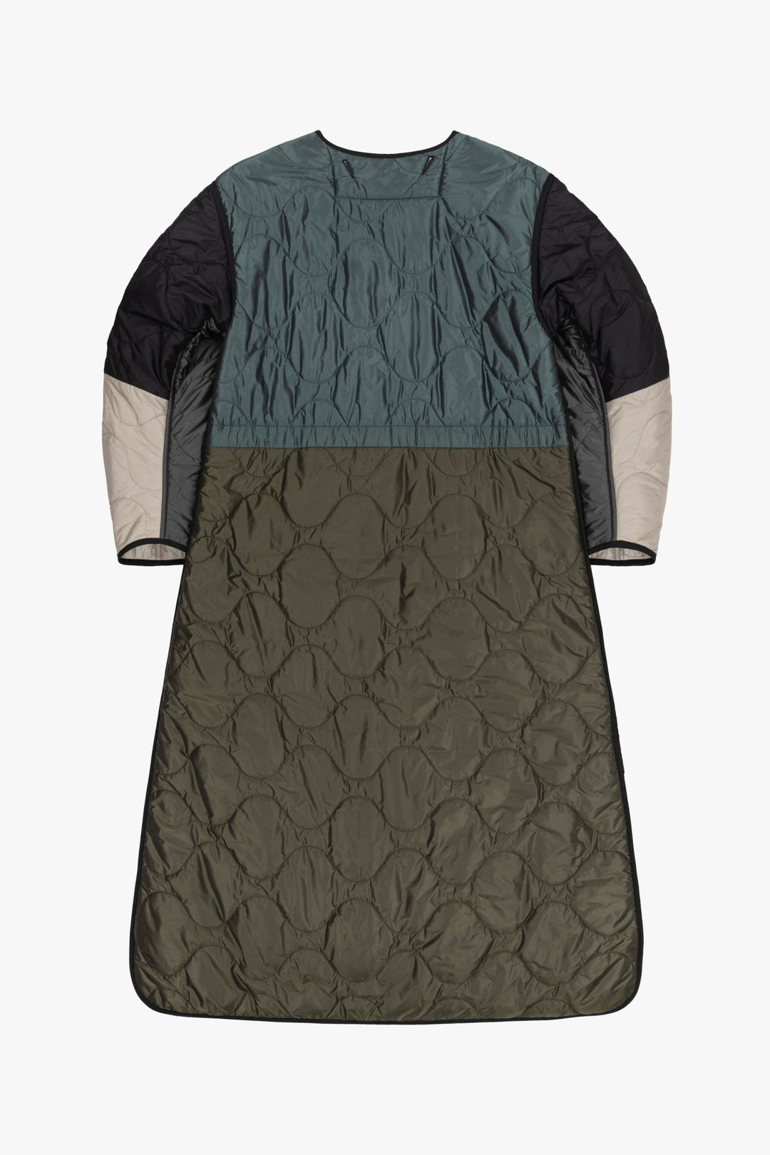 Signature Patchwork Long Quilt - Anthracite & Mineral Green / Dove Grey