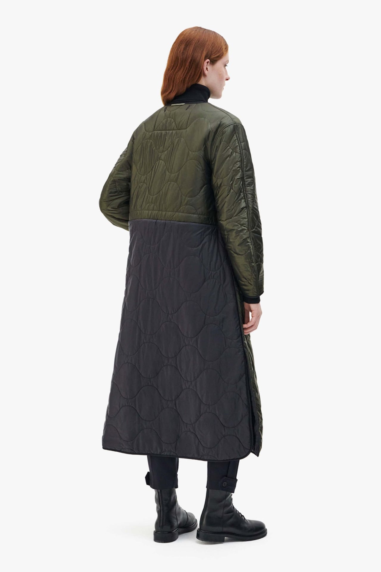 Signature Patchwork Wool Long Quilt - Navy / Dark Olive