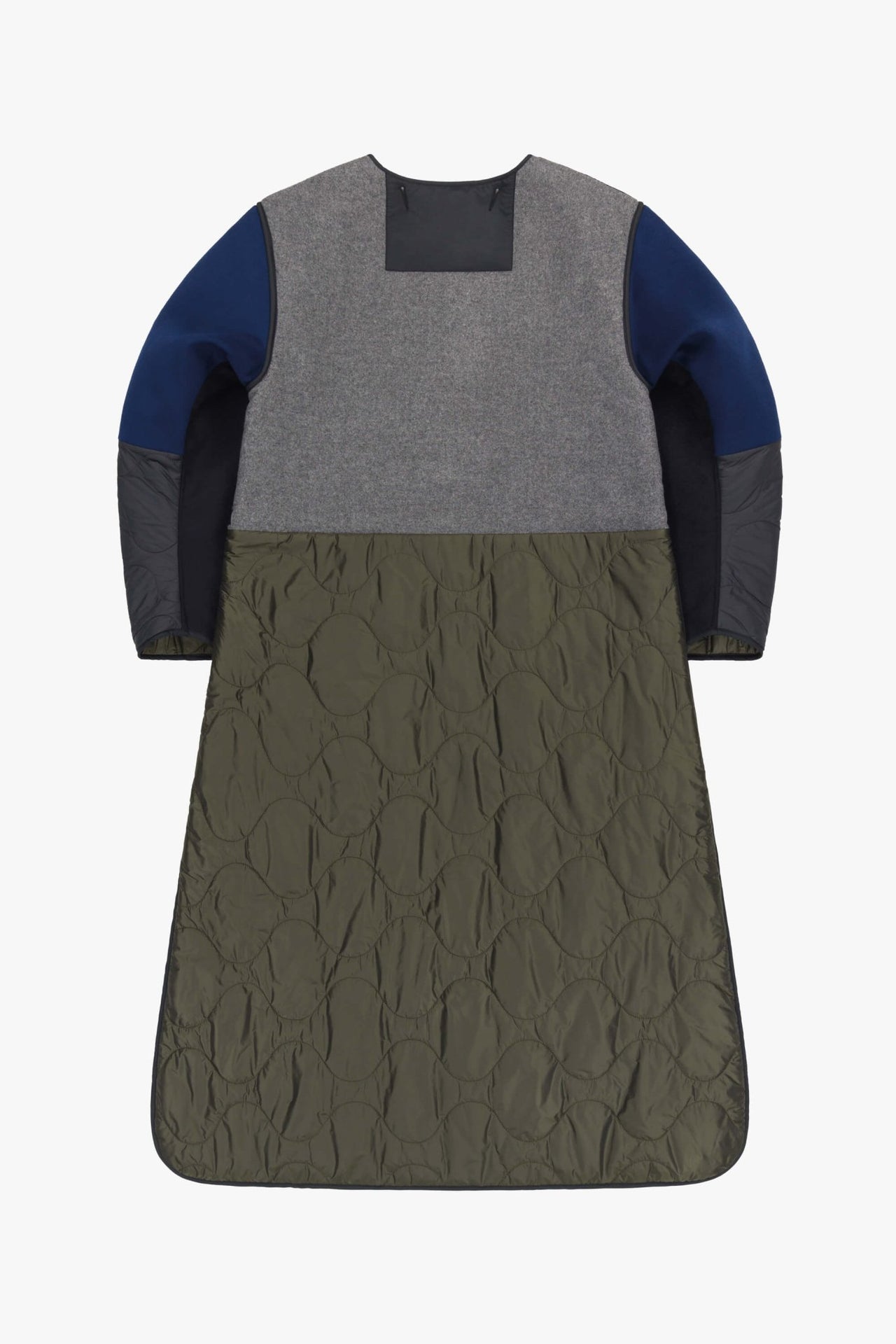 Signature Patchwork Wool Long Quilt - Navy / Dark Olive