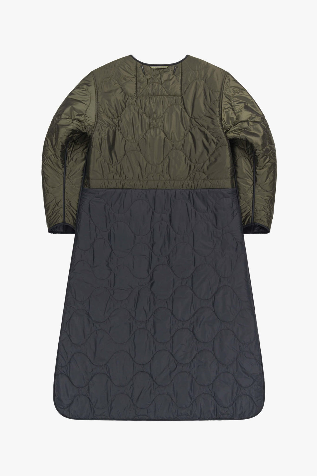 Signature Patchwork Wool Long Quilt - Navy / Dark Olive