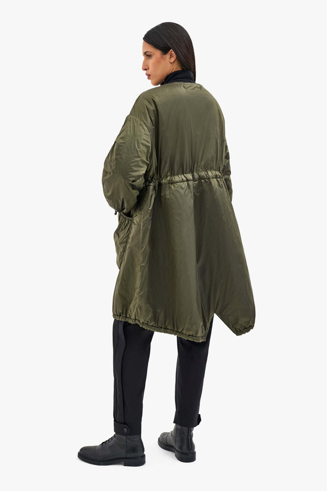 Parachute Quilted Parka - Dark Olive / Black