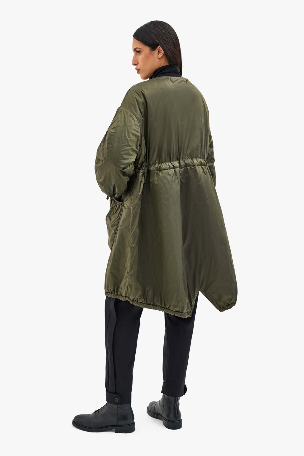 Parachute Quilted Parka - Dark Olive / Black