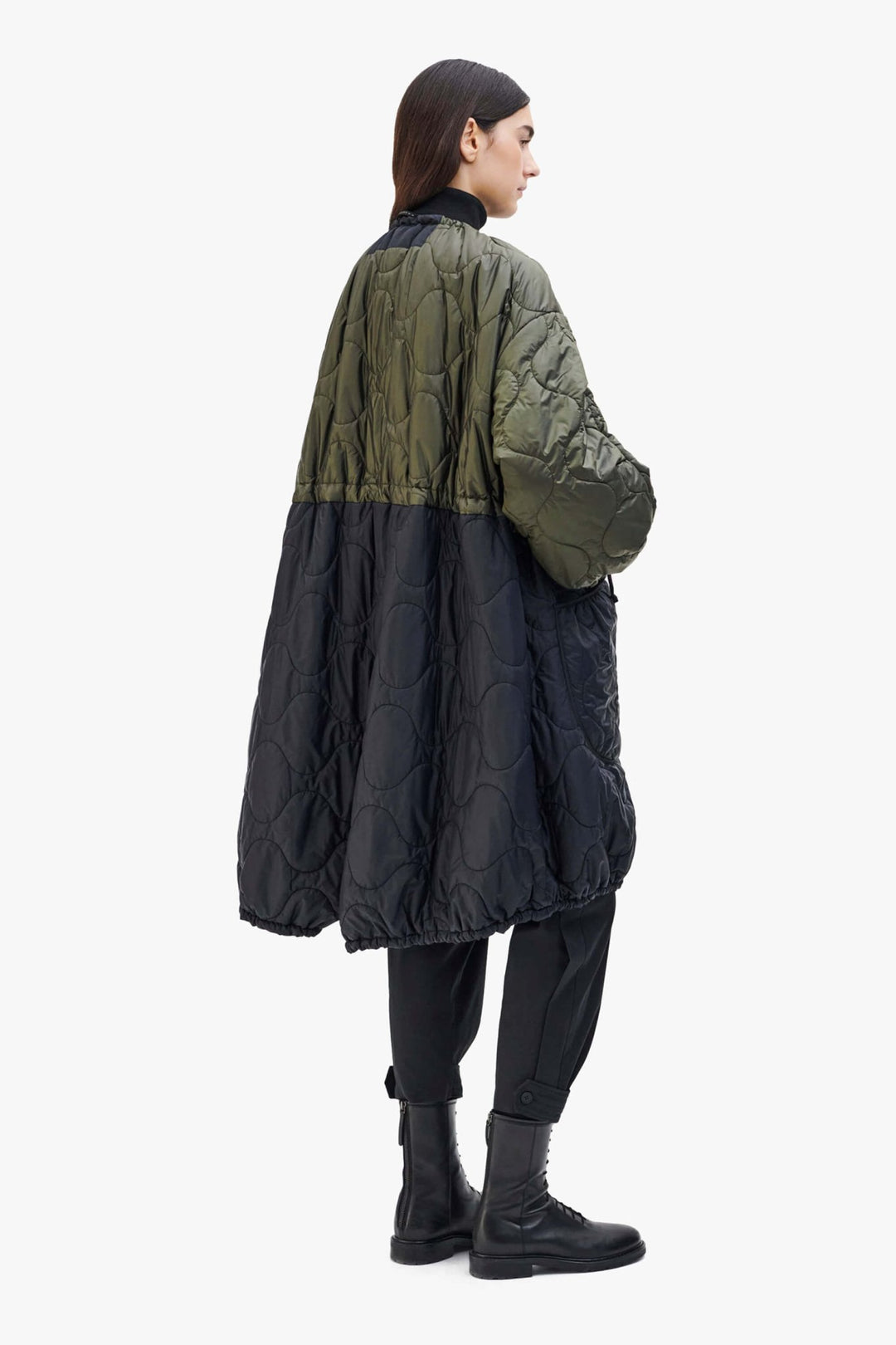 Parachute Quilted Parka - Dark Olive & Black / Midnight