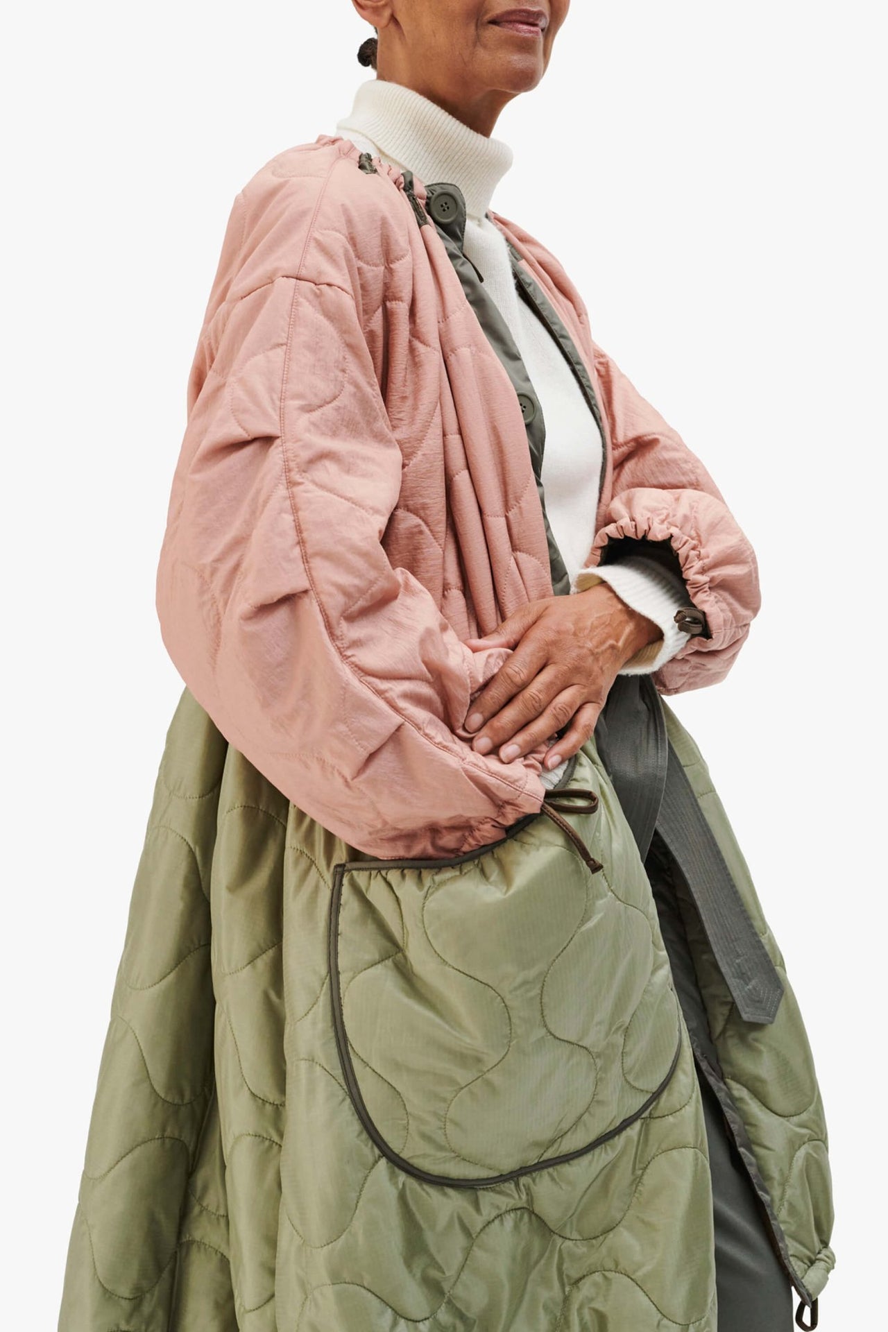 Parachute Quilted Parka - Pale Pink / Bronze