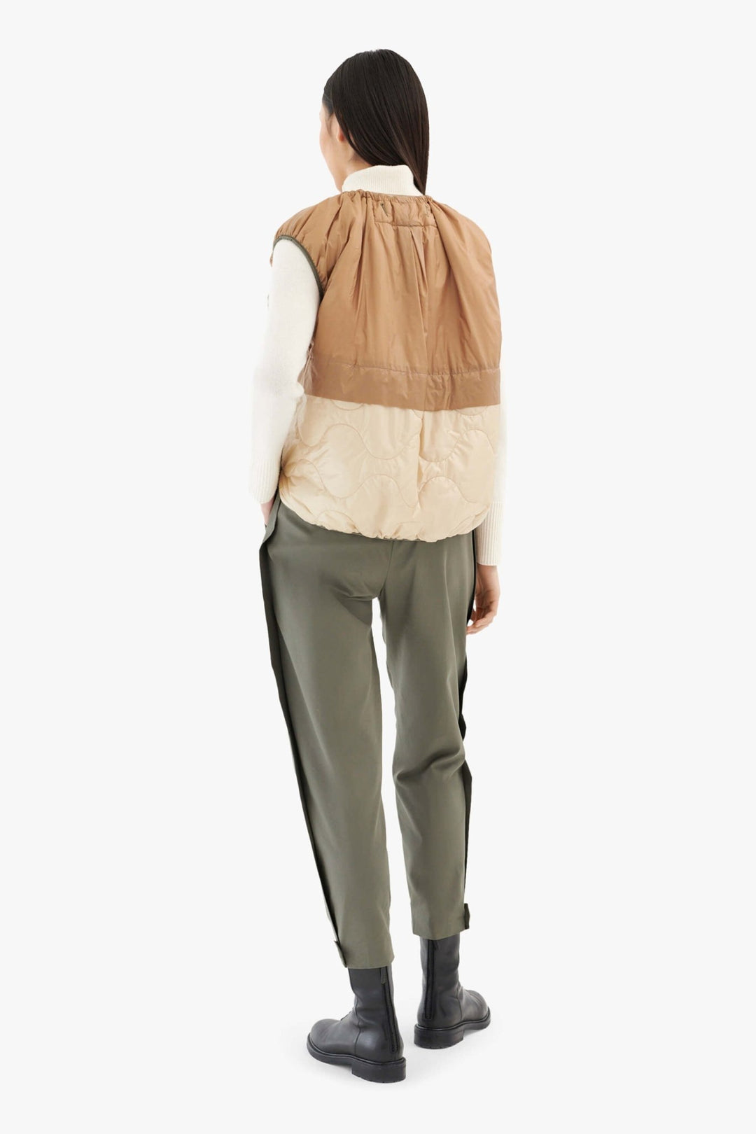 Parachute Quilted Vest - Mocha Brown / Soft Peach