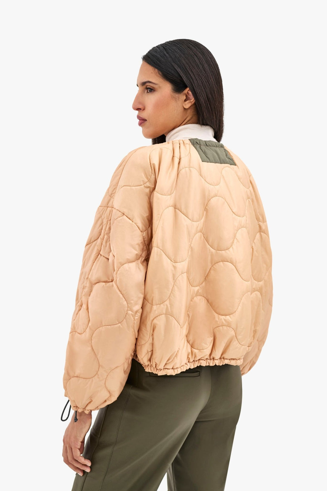 Parachute Patchwork Bomber - Mineral Green & Chartreuse / Soft Peach