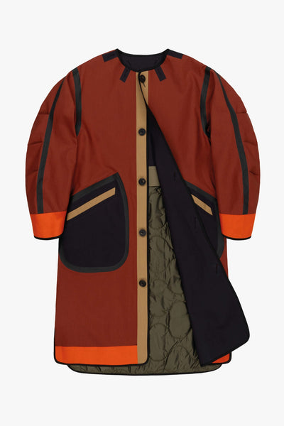 Bonded Patchwork Raincoat - Russett / Black | Marfa Stance