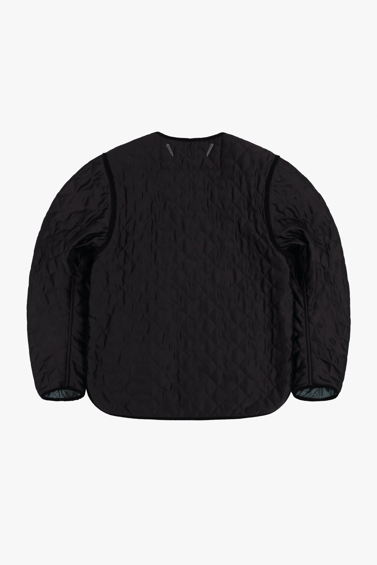 Satin Quilt Jacket - Black / Mineral Green