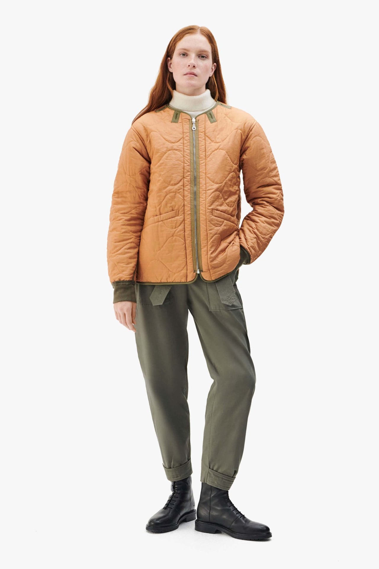 Shareable Quilt Jacket - Dark Olive / Burnt Orange