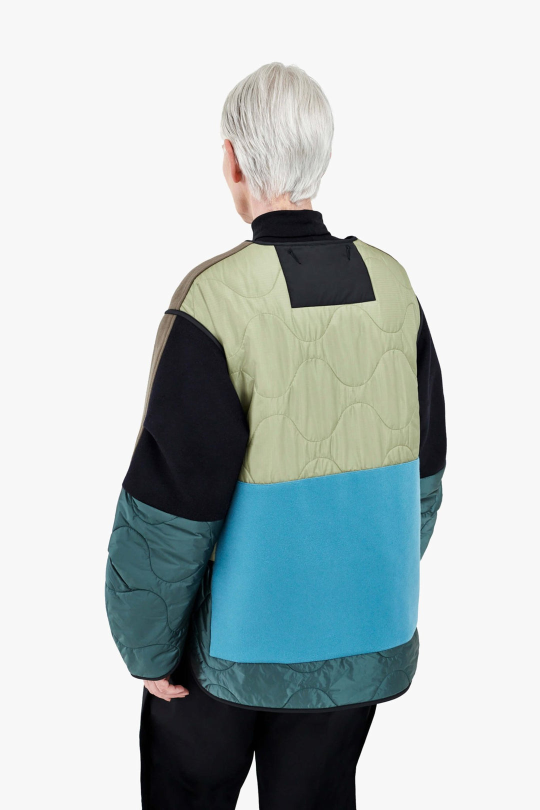 Signature Patchwork Wool Cropped Quilt - Dark Olive & Anthracite / Midnight