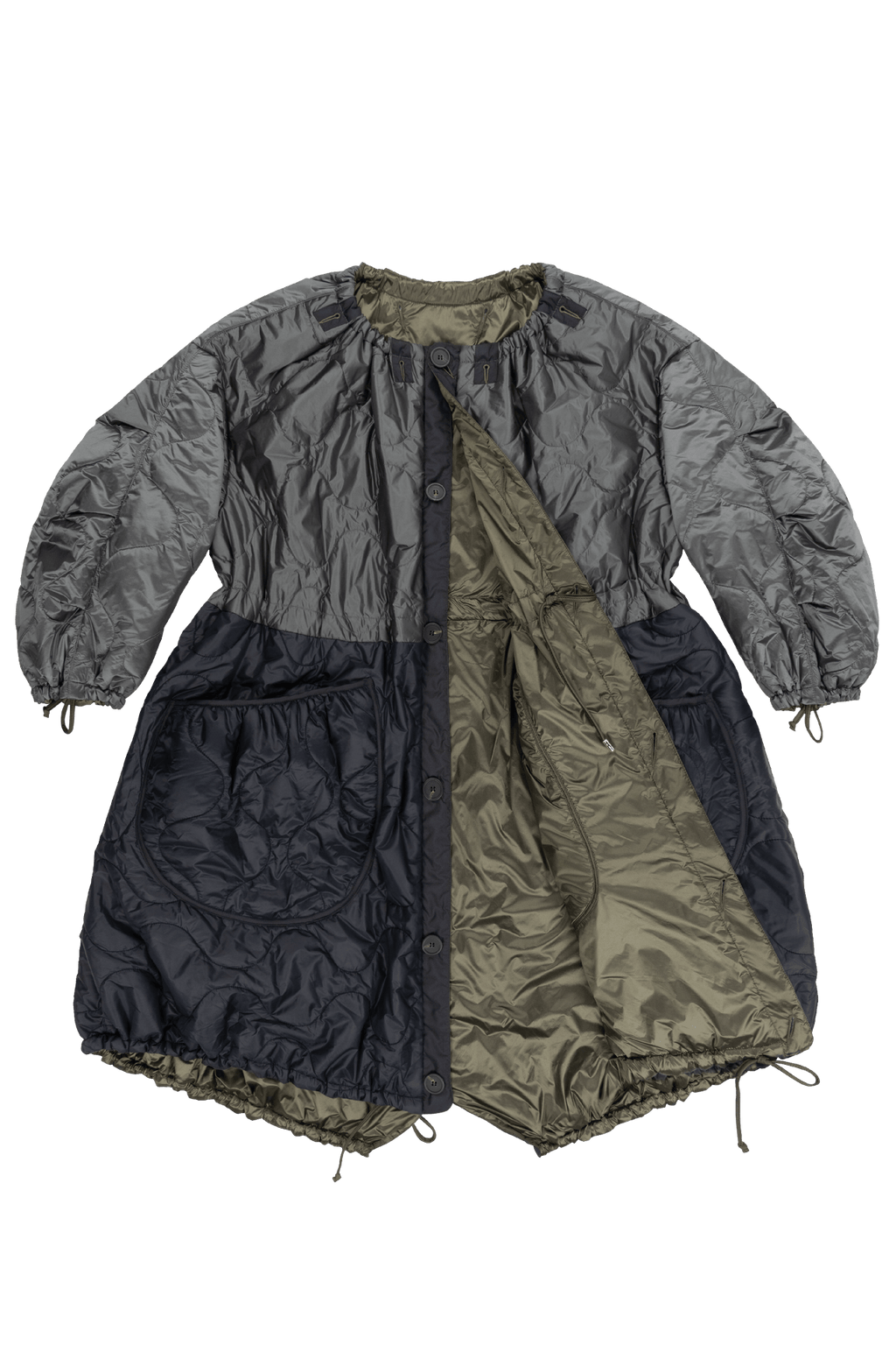 Parachute Quilted Parka - Dark Olive / Black - Layer 1