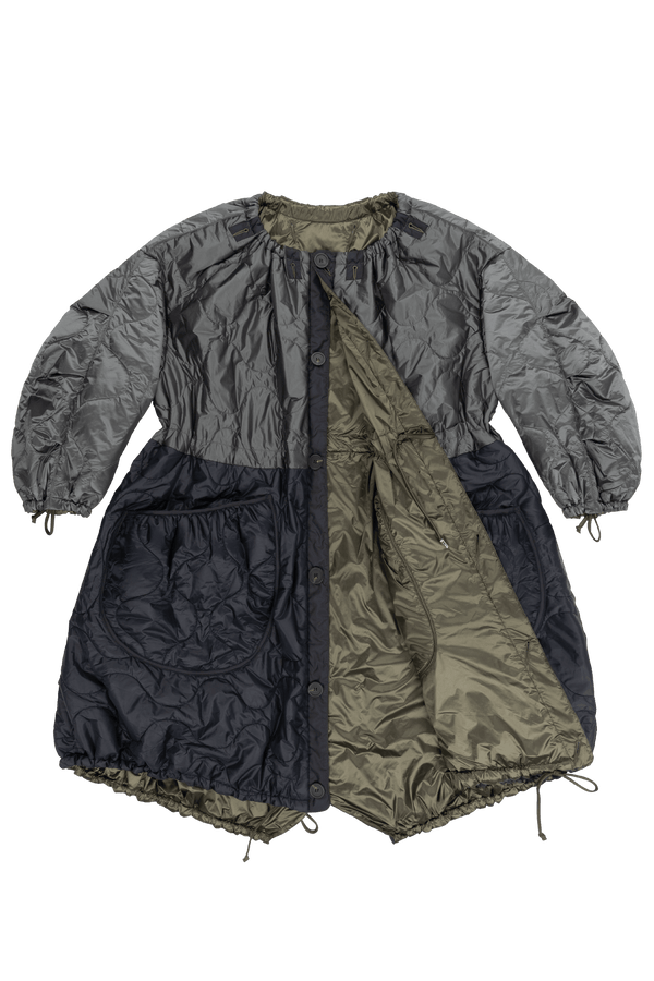 Parachute Quilted Parka - Dark Olive / Black - Layer 1