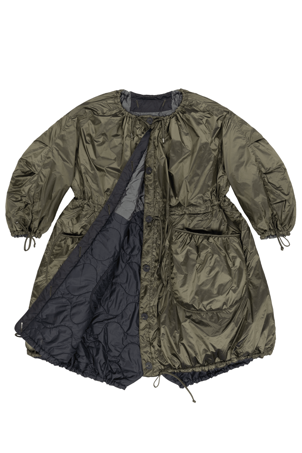 Parachute Quilted Parka - Dark Olive / Black - Layer 1