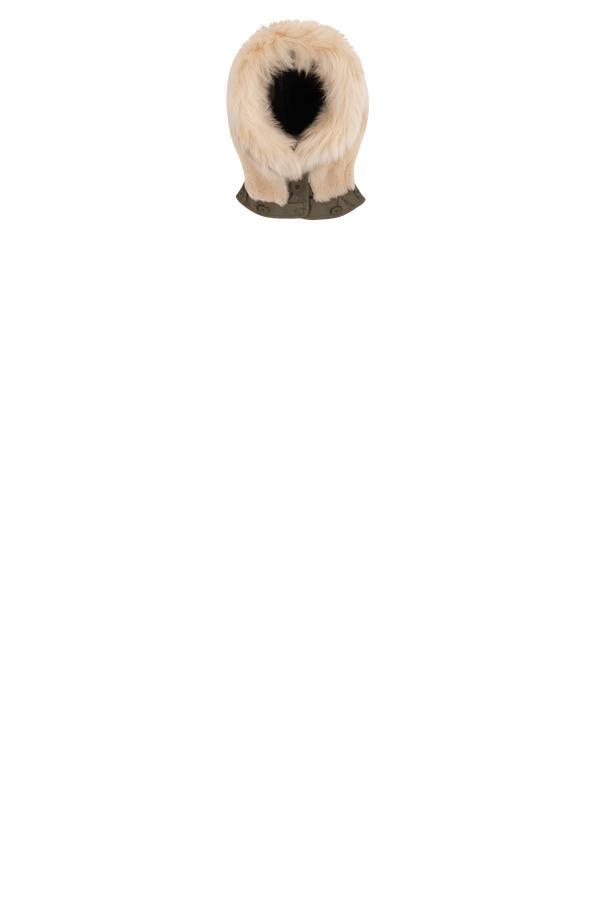 Shearling Leather Hood - Blush / Dark Olive - Layer 4