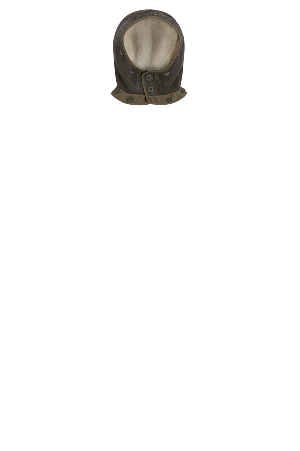 Shearling Leather Hood - Ivory / Dark Olive - Layer 4